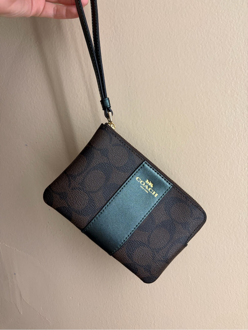 Coach Brown Monogram Wristlet